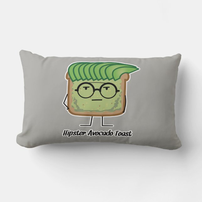 Avocado Toast Hipster Brille graue Haare Lendenkissen (Vorderseite)