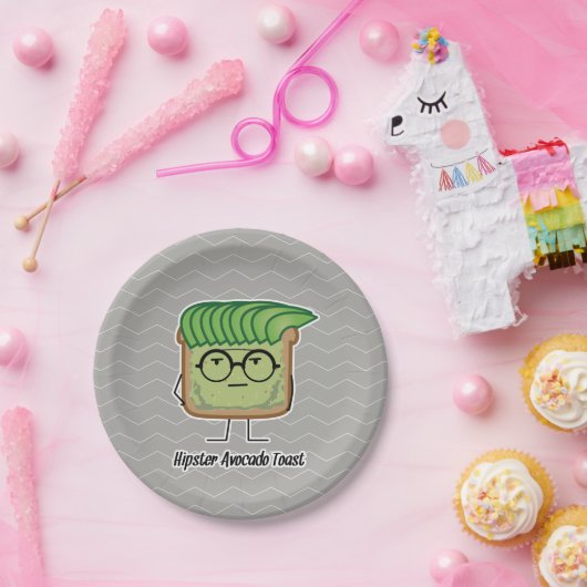 Avocado Toast Hipster Brille graue Haare Pappteller (Party)
