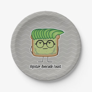Avocado Toast Hipster Brille graue Haare Pappteller