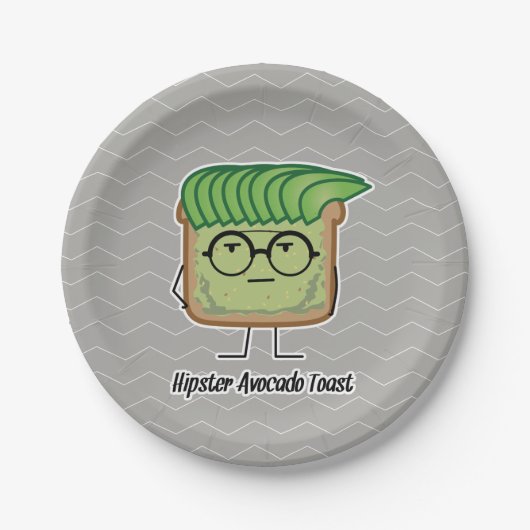Avocado Toast Hipster Brille graue Haare Pappteller (Vorderseite)