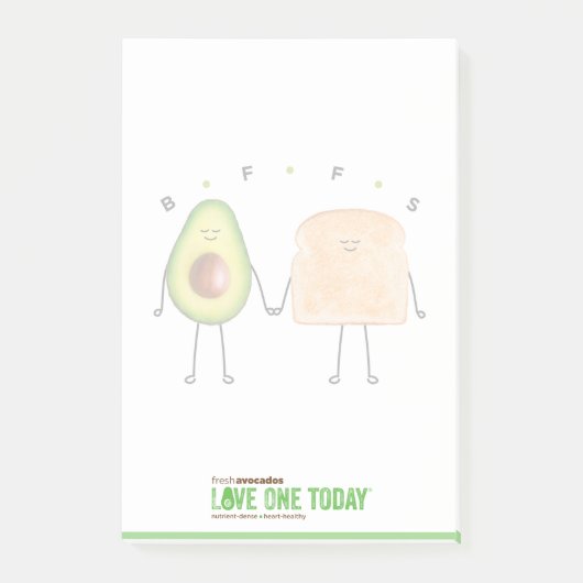 Avocado Toast Post-It® Notes, 4" x 6" Post-it Note Klebezettel (Vorderseite)