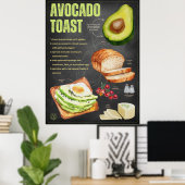 Avocado Toast Rezept Küche Poster (Heimbüro)