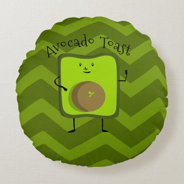 Avocado Toast Rundes Kissen (Vorderseite)