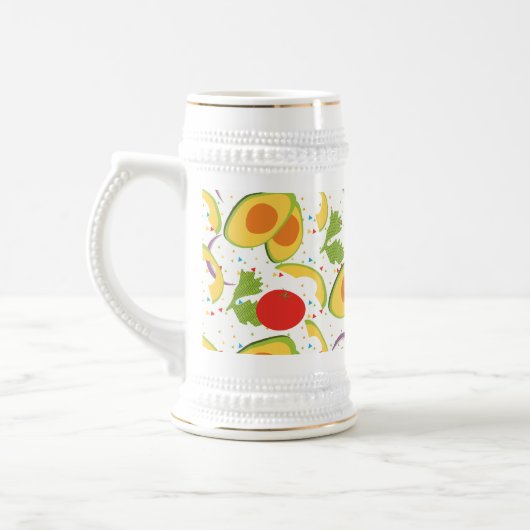 Avocado-Tomaten-Salat-Grün-Pattern Bierglas (Links)