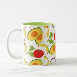 Avocado-Tomaten-Salat-Grünmuster Zweifarbige Tasse