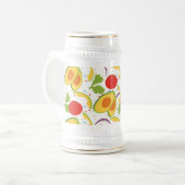 Avocado Tomato Salad Greenery Muster Bierglas (Vorderseite Links)