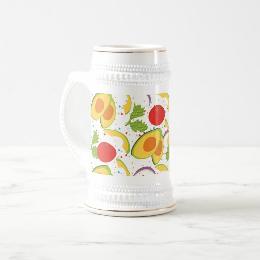 Avocado Tomato Salad Greenery Muster Bierglas (Vorderseite Links)