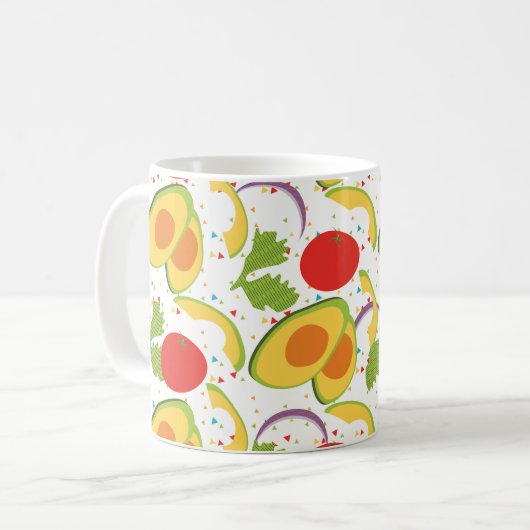 Avocado Tomato Salad Greenery Muster Kaffeetasse (Vorderseite Links)