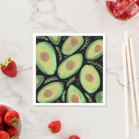 Avocado Tomato Salad Greenery Muster Serviette (Beispiel)