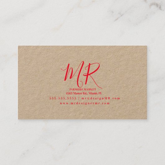 Avocado Tomato Salad Greenery Muster Visitenkarte (Rückseite)