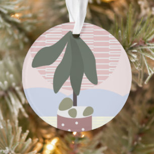 Avocado Tree Blush Gedämpfte Geometrische Rosa Grü Ornament
