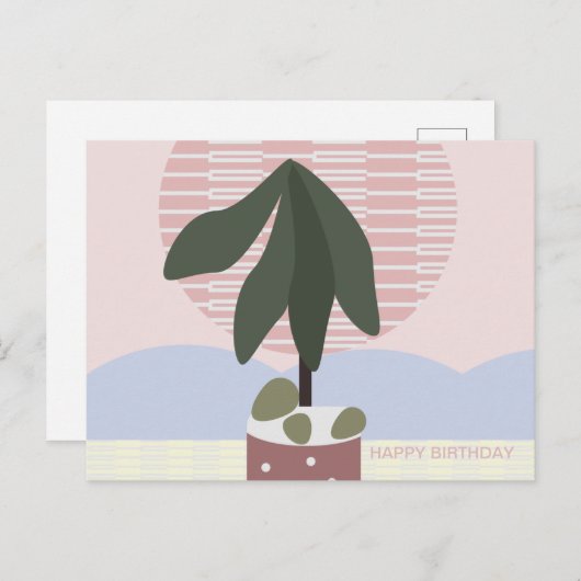 Avocado Tree Blush Mute Birthday Geometric Postkarte (Vorne/Hinten)