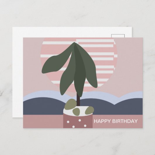 Avocado Tree Blush Mute Birthday Postkarte (Vorne/Hinten)