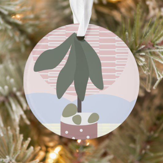 Avocado Tree Blush Mute Geometric Pink Green Ornament (Baum)