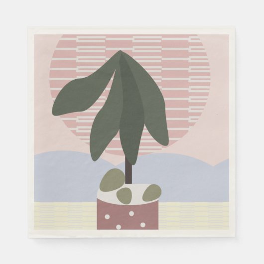 Avocado Tree Blush Mute Geometric Pink Green Serviette (Vorderseite)