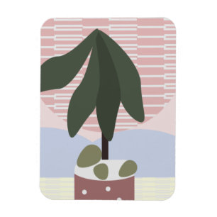 Avocado Tree Blush Mute Geometric Pink Magnet