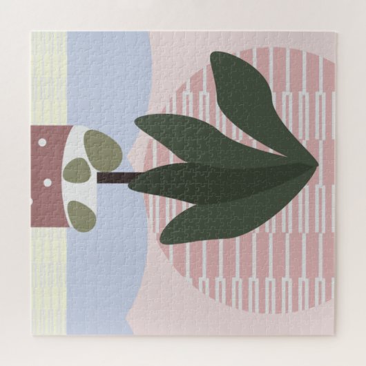Avocado Tree Blush Mute Geometric Pink Puzzle (Horizontal)