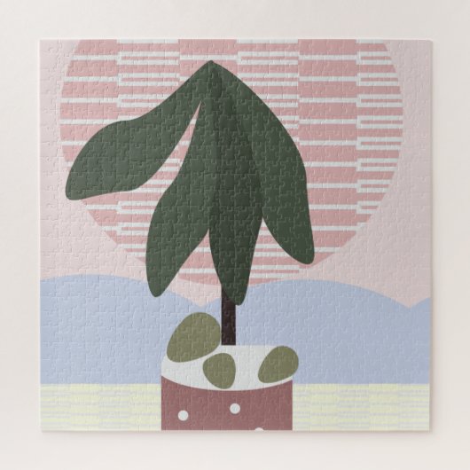 Avocado Tree Blush Mute Geometric Pink Puzzle (Vertikal)