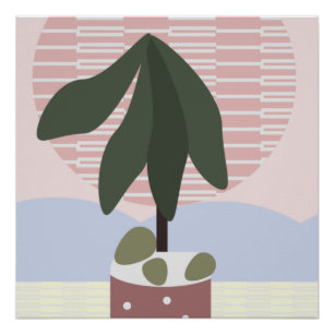 Avocado Tree Blush Mute Geometric Poster