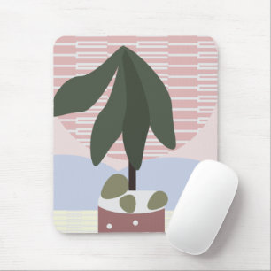Avocado Tree Blush Muted Geometrisch Mousepad