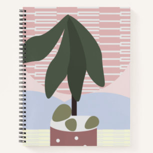 Avocado Tree Blush Muted Geometrisch Notizblock