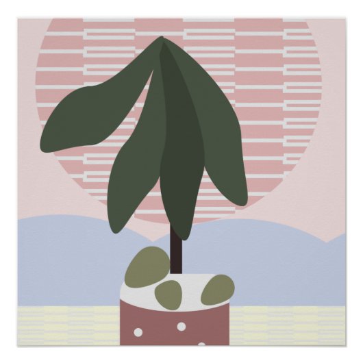 Avocado Tree Blush Muted Geometrisch Poster (Vorderseite)