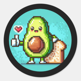 Avocado und Brot Duo Funny Pixel Art Food Friends Runder Aufkleber