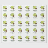 Avocado und Pit Cartoon Babydusche Geschenkpapier (Flach)