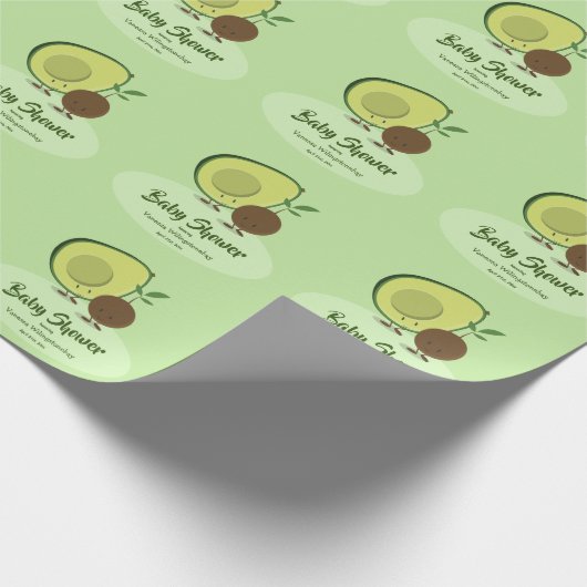 Avocado und Pit Cartoon Character Baby Shooter Geschenkpapier (Ecke)