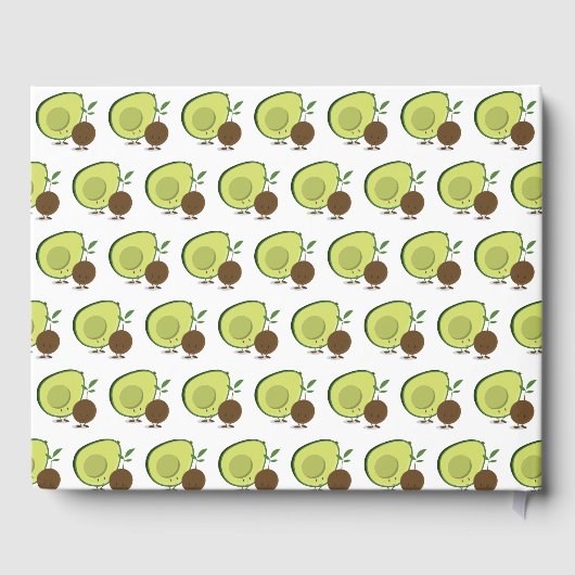 Avocado und Pit Cartoon White Green Baby Dusche Gästebuch (Rückseite)