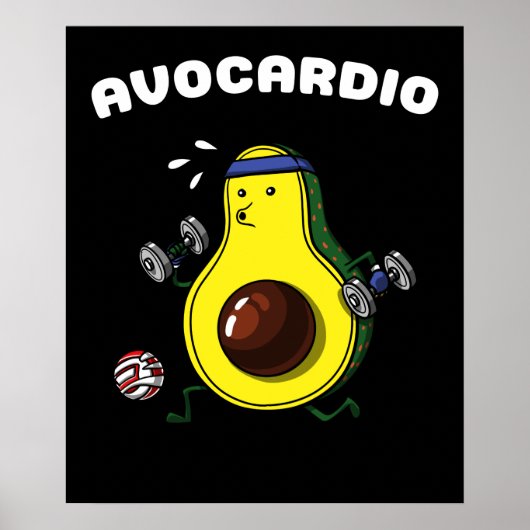 Avocado Vegane Fitness Cardio Workout Übung Poster (Vorne)