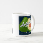 Avocado Vintag Fruchtlabel Retro Kaffeetasse (VorderseiteRechts)