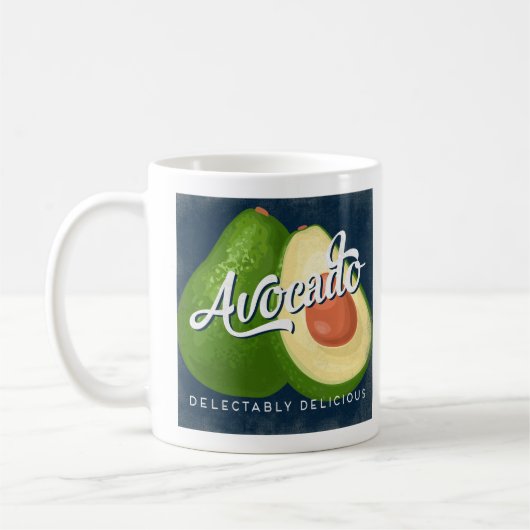 Avocado Vintag Fruchtlabel Retro Kaffeetasse (Links)