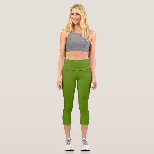 Avocado (Vollfarbe) Capri Leggings (Vorderseite)