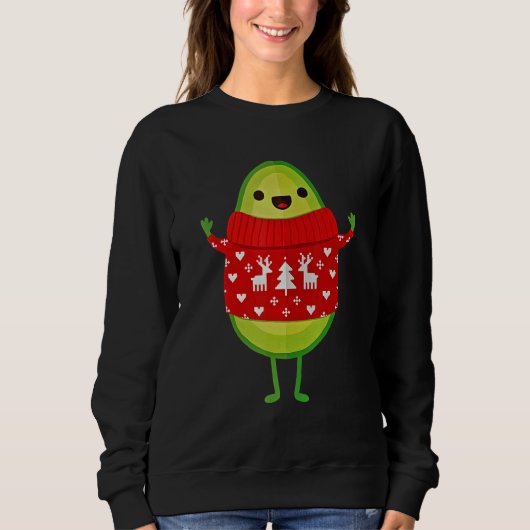 Avocado Wearing Ugly Sweater Merry Christmas Sweatshirt (Vorderseite)