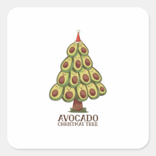 Avocado-Weihnachtsbaum Quadratischer Aufkleber