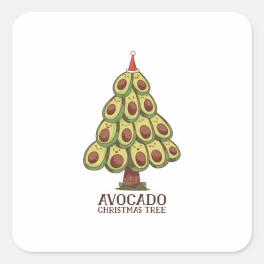 Avocado-Weihnachtsbaum Quadratischer Aufkleber (Vorderseite)