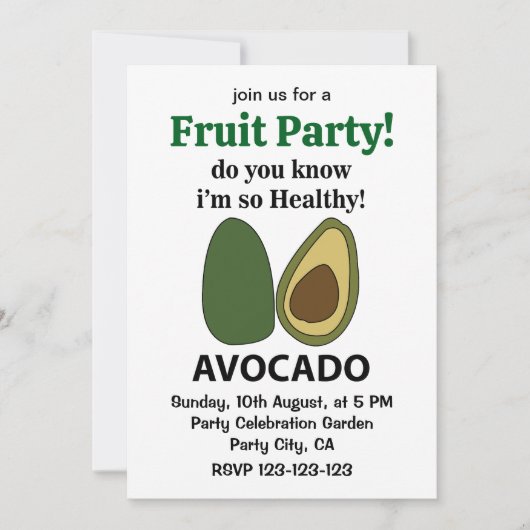 Avocado Weißt du, dass ich so gesund bin? Einladung (Vorderseite)