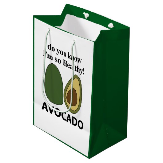 Avocado Weißt du, dass ich so gesund bin? Mittlere Geschenktüte (Vorderseite Schrägansicht)