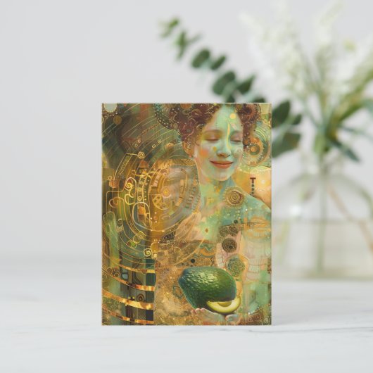 Avocado Woman Collage Postkarte (Stehend Vorderseite)