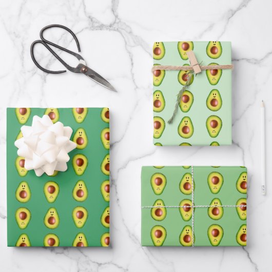 Avocado Wrapping Paper Sheets Geschenkpapier Set (Vorderseite)