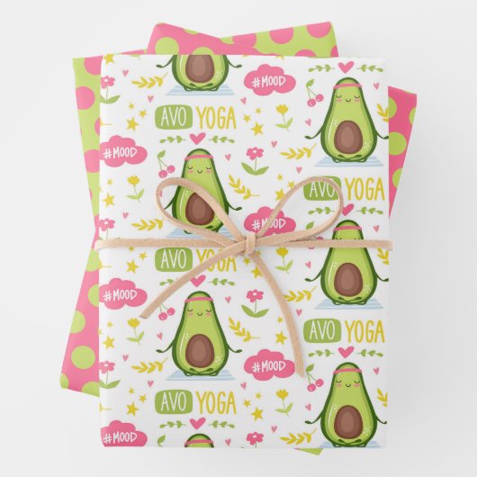 Avocado Yoga Wrapping Paper Set 3 Geschenkpapier Set (Beispiel)