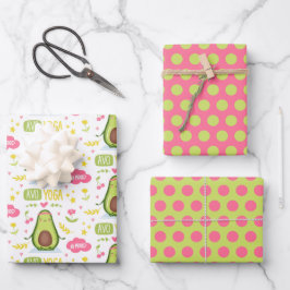 Avocado Yoga Wrapping Paper Set 3 Geschenkpapier Set