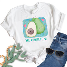 Avocado You Complete Me Liebe Kawaii Watercolor T-