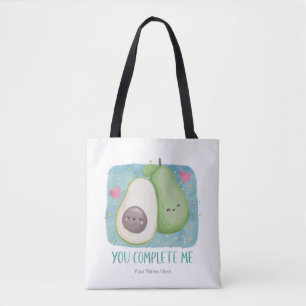 Avocado You Complete Me Liebe Kawaii Watercolor Tasche
