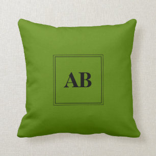 Avocadogrünes Monogramm-Design Kissen