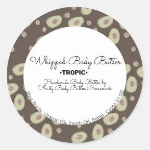 Avocados Body Butter Bad Branding Verpackung Runder Aufkleber