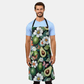 Avocados Floral mit Schmetterlingen schwarz Schürze (Getragen)