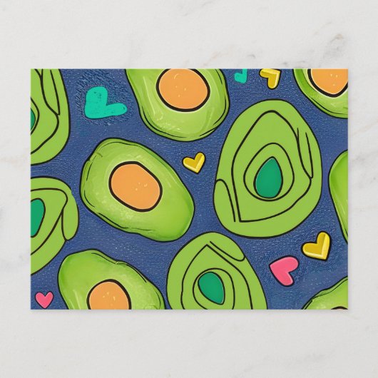Avocados und Herzen Postkarte (Vorderseite)