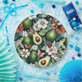 Avocados und Schmetterlinge Grüne Blüte Pappteller (Party)